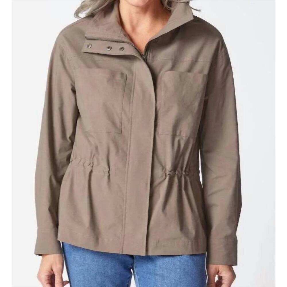 NEW HABITAT travel tech utility jacket in truffle